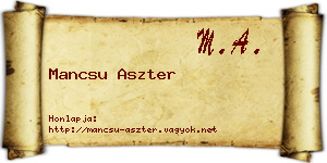 Mancsu Aszter névjegykártya